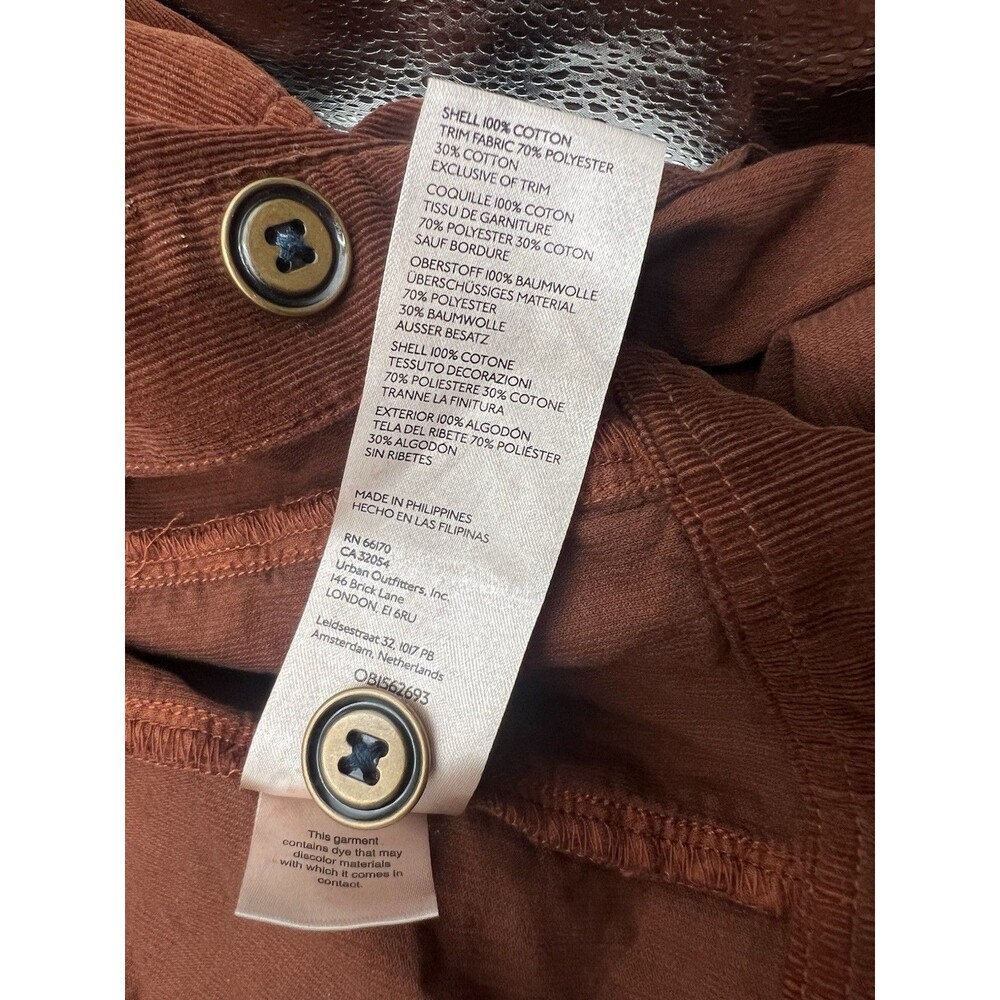 Anthropology Pilcro Burnt Orange Corduroy Duster Small Oversized Boho Lagenlook - Picture 9 of 13